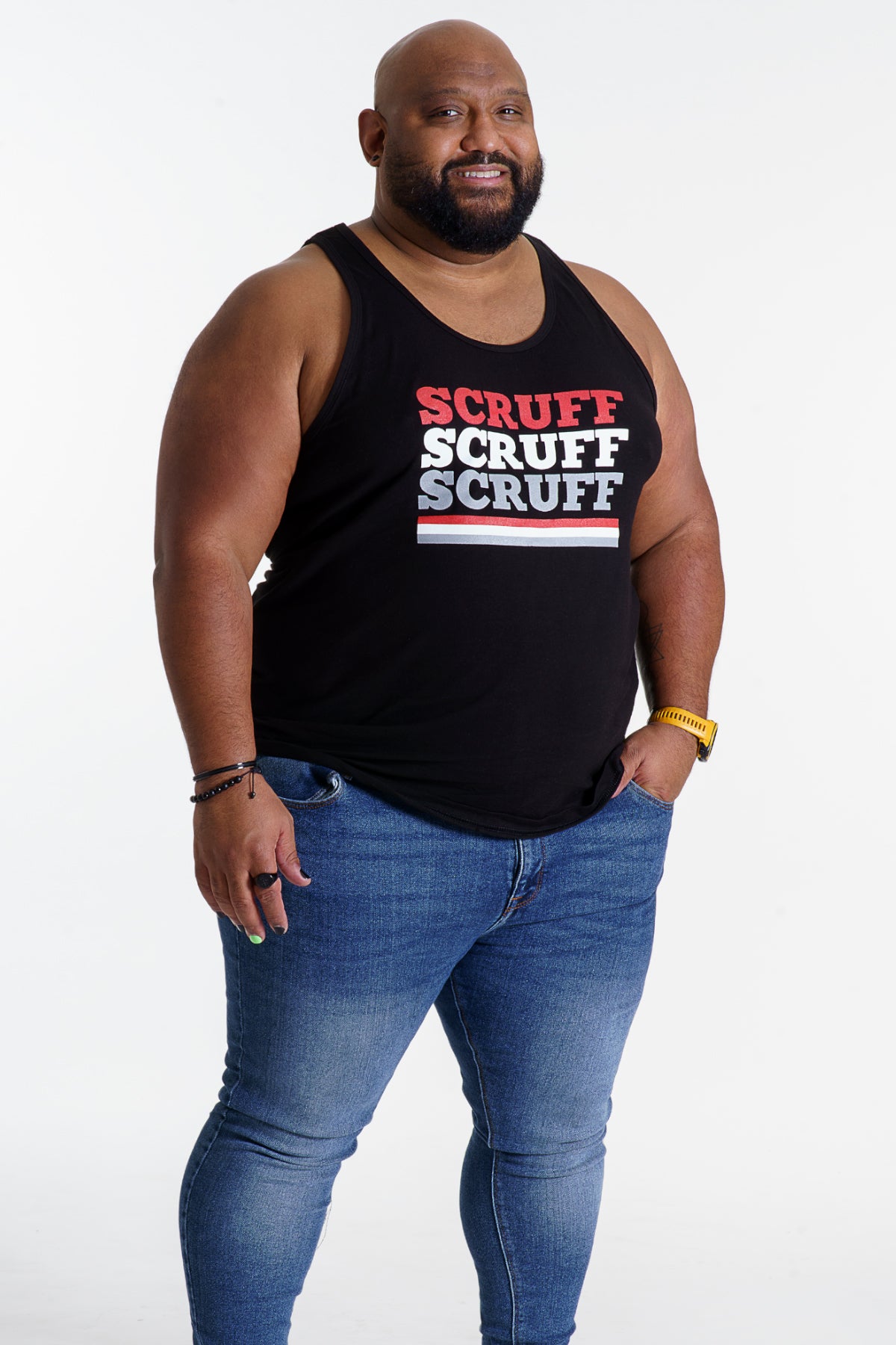 Camiseta sin mangas con triple logotipo - Negro