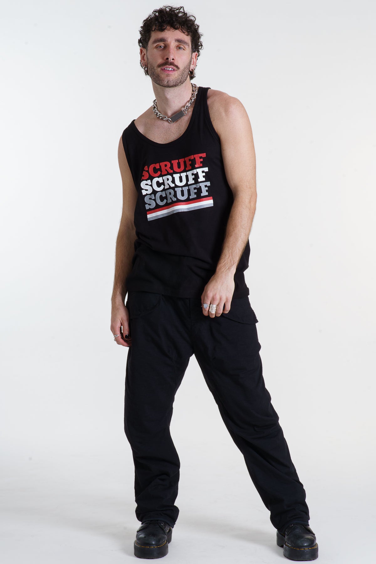 Camiseta sin mangas con triple logotipo - Negro